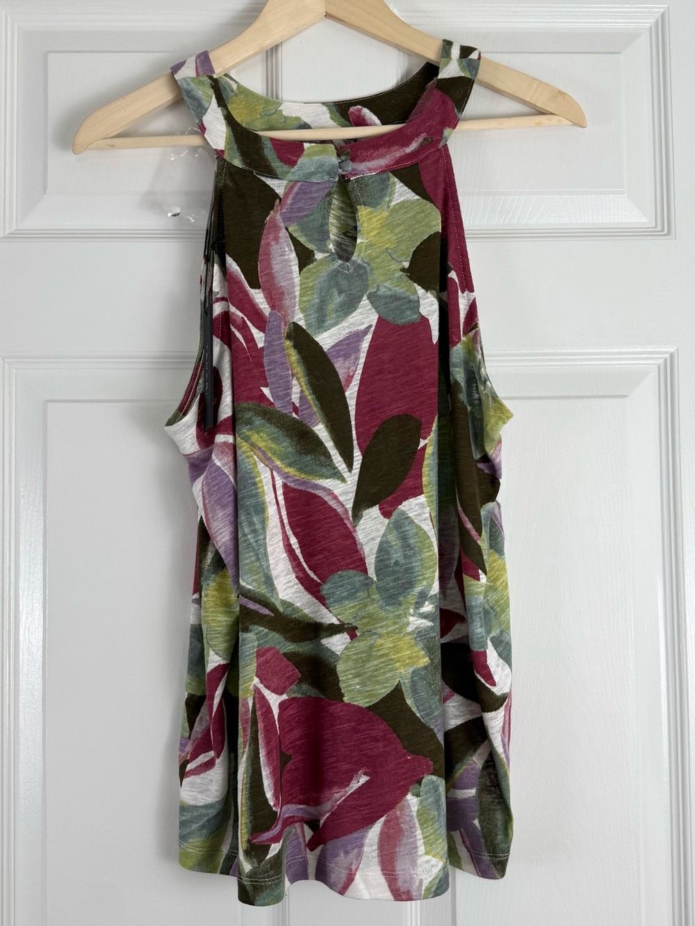 NWT Tahari Floral Linen Blend Tank -Olive, Mauve, Burgundy, Cream  1X